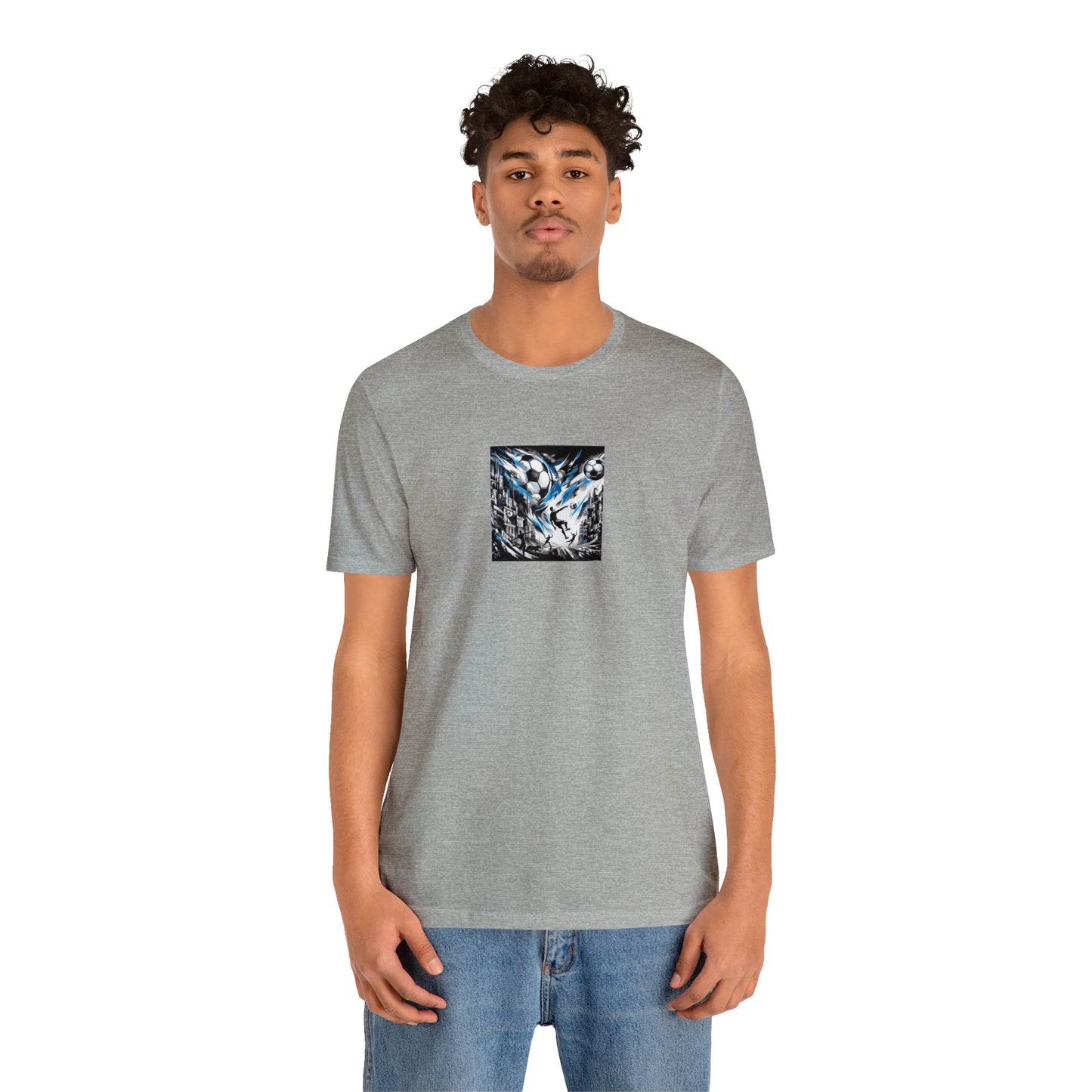 Sapphire Abstract Football Tee - Unisex Jersey Short Sleeve Tee
