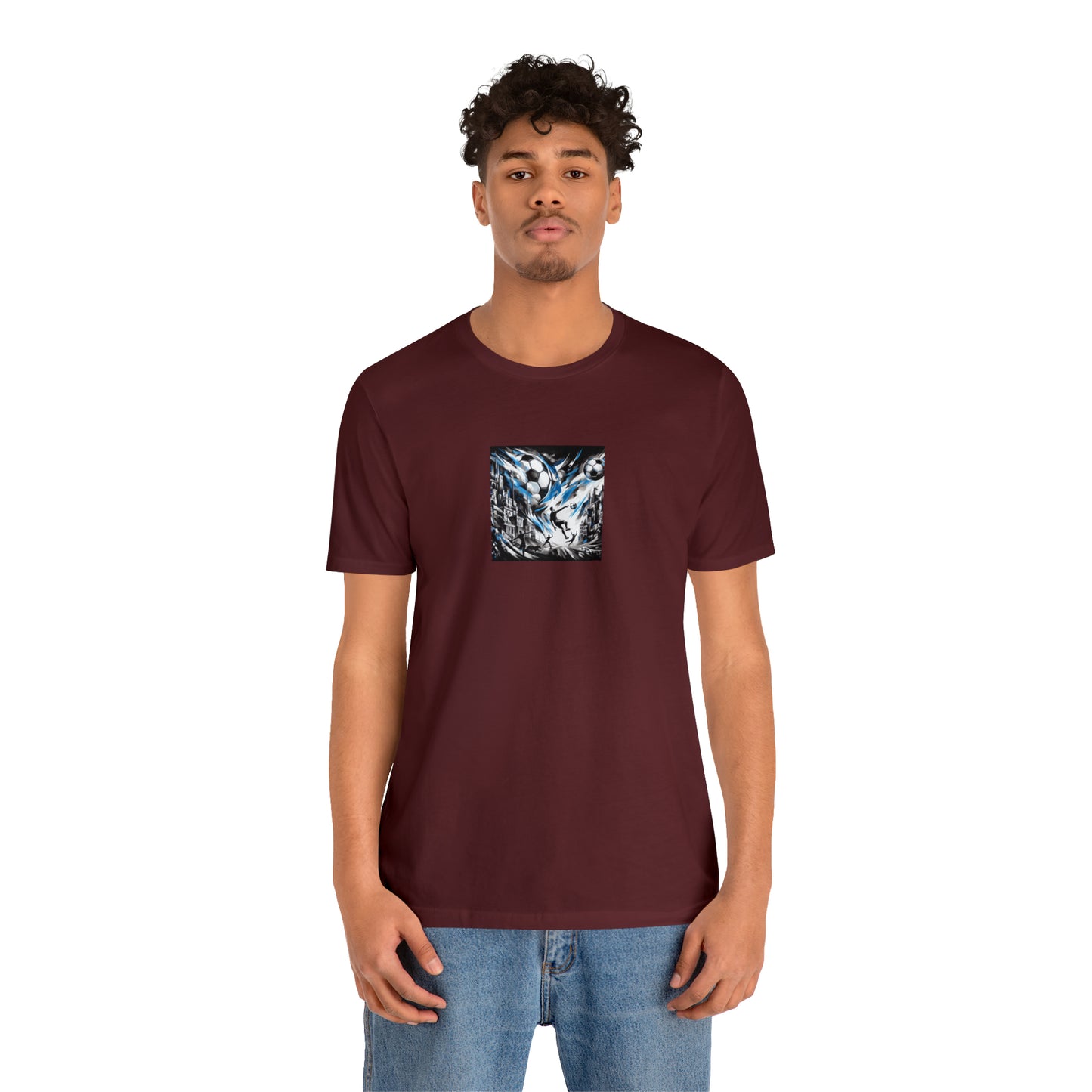 Sapphire Abstract Football Tee - Unisex Jersey Short Sleeve Tee