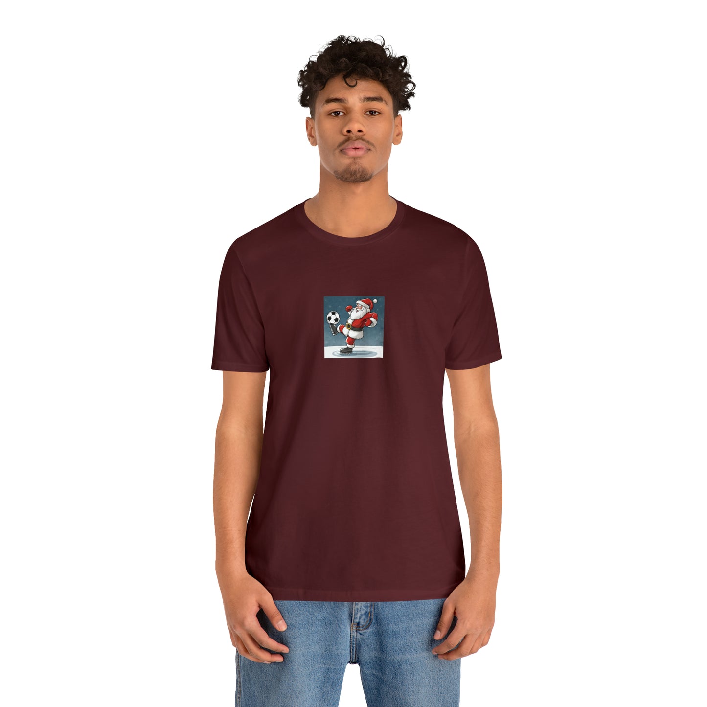 Santa Football Christmas Tee - Unisex Jersey Short Sleeve Tee