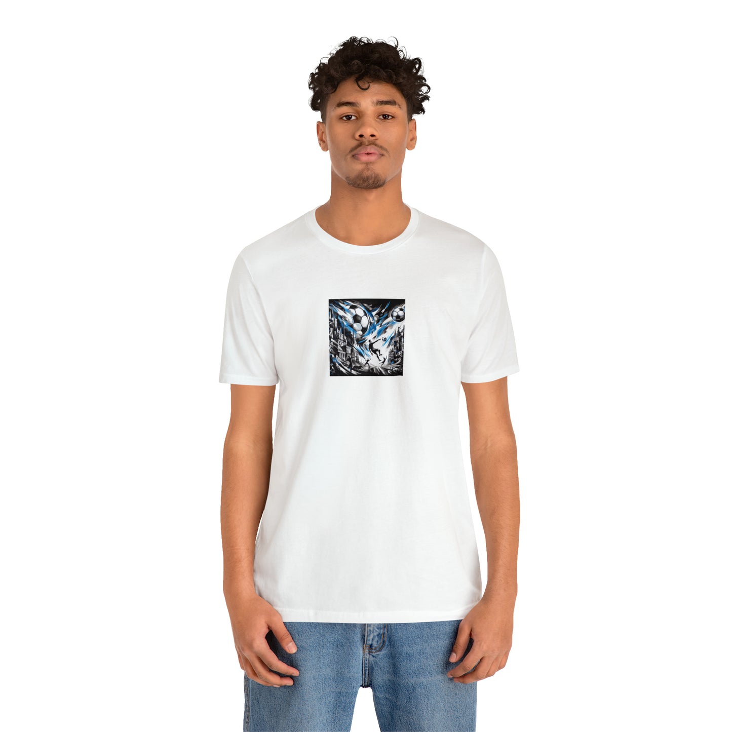 Sapphire Abstract Football Tee - Unisex Jersey Short Sleeve Tee